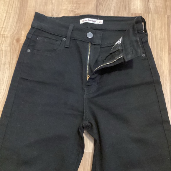 Levi Strauss Black Jeans High Rise Straight Leg Size W 26 L 30 - Picture 3 of 9